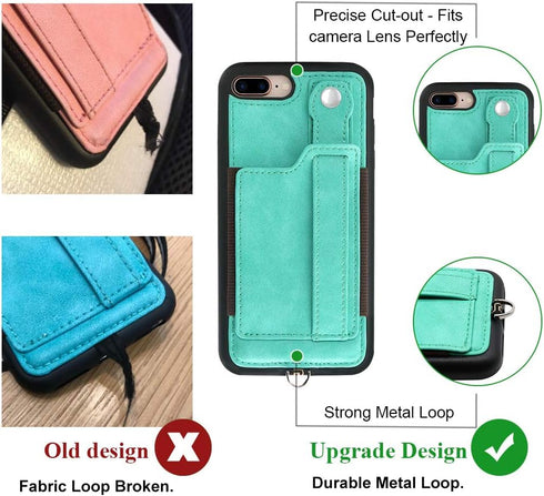 TOOVREN Upgraded iPhone 7 Plus Wallet Case, iPhone 8 Plus Wallet Case with Card Holder Perfect for Travel, Daily use, Work Aqua...